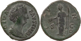 The Roman Empire
DIVA FAUSTINA I (Died 140/1). Rome. AE As 12.56g. DIVA FAVSTINA, draped bust to right / IVNO, Juno standing to left, holding patera a...