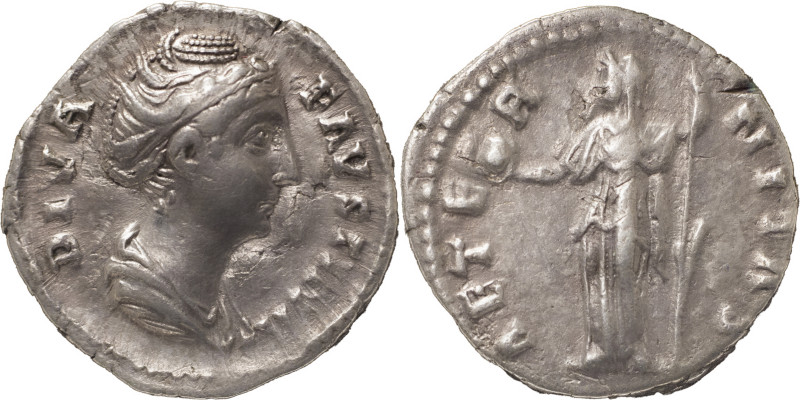 The Roman Empire
DIVA FAUSTINA I (Died 140/1). Rome. AR Denarius 3.09 g. DIVA FA...
