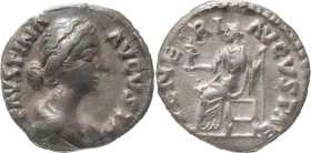 The Roman Empire
Faustina Junior, wife of Marcus Aurelius, AR Denarius 2..84 g , issued 161-175. FAVSTINA AVGVSTA / VENERI AVGVSTAE, Venus draped, sea...