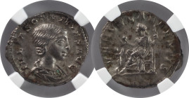 The Roman Empire
JULIA SOEMIAS (Augusta, 218-222). AR Denarius. Rome. IVLIA SOAEMIAS AVG. Draped bust right. VENVS CAELESTIS. Venus seated left, holdi...