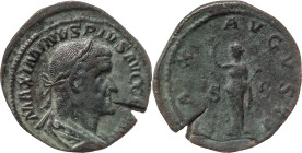 The Roman Empire
Maximinus I, 235 – 238. AE Sestertius 23.70 g. MAXIMINVS PIVS AVG GERM Laureate, draped and cuirassed bust r. PAX – AVGVSTI S – C Pax...