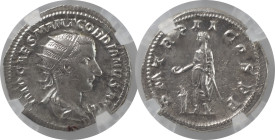 The Roman Empire
Gordian III AR Antoninianus, 4.24g. Rome, January-March AD 240. IMP CAES M ANT GORDIANVS AVG, radiate, draped and cuirassed bust righ...