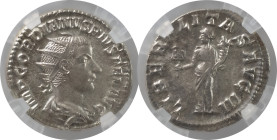 The Roman Empire
Gordian III AR Antoninianus, 4.07g. Rome, AD 240. IMP CAES M ANT GORDIANVS AVG, radiate, draped and cuirassed bust to right. Rev LIBE...