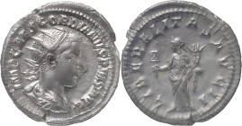 The Roman Empire
Gordian III AR Antoninianus, 3.57g. Rome, AD 240. IMP CAES M ANT GORDIANVS AVG, radiate, draped and cuirassed bust to right. Rev LIBE...