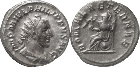 The Roman Empire
Philip I. Rome. Circa 244-249. AR antoninianus 4.60. IMP M IVL PHILIPPVS AVG, radiate, draped and cuirassed bust right / ROMAE AETERN...