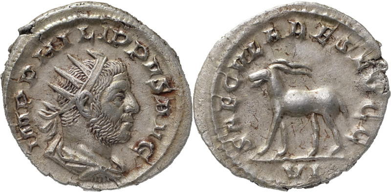 The Roman Empire
Phillip I. Rome. Circa 244–249. AR Antoninianus 4.16 g. IMP PHI...