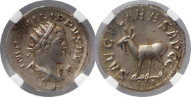 The Roman Empire
Phillip II as Caesar. Rome. Circa 244-249. AR Antoninianus. IMP PHILIPVS AVG, radiate, draped & cuirassed bust right / SAECVLARES AVG...