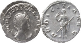 The Roman Empire
Herennia Etruscilla. Rome. Circa 249-251. AR Antoninianus 3.92 g. HER ETRVSCILLA AVG, diademed, draped bust right on crescent / PVDIC...
