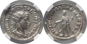 The Roman Empire
Herennius Etruscus. Rome. Circa 251. AR Antoninianus. Q HER ETR MES DECIVS NOB C, Bare-headed and draped bust right / PRINCIPI IVVENT...
