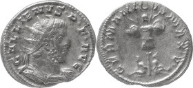 The Roman Empire
Gallienus. Lyons. Circa 253-268. AR Antoninianus 3.27 g. GALLIENVS dot P dot F dot AVG, radiate and cuirassed bust right / GERMANICVS...