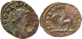 The Roman Empire
Gallienus. AD 253-268. AR Antoninianus 2.46g. Rome, AD 267-268. IMP GALLIENVS AVG, radiate head right / APOLLINI CONS AVG, griffin wa...