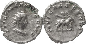 The Roman Empire
Valerian II. Rome. Circa 256-258. AR Antoninianus 3.00 g. P LIC VALERIANVS CAES, radiate draped bust right / IOVI CRESCENTI, the chil...
