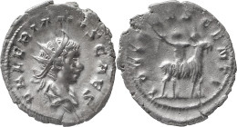 The Roman Empire
Valerian II. Cologne. Circa 256-258. AR Antoninianus 4.17 g. VALERIANVS CAES, radiate, draped bust right / IOVI CRESCENTI, the child ...