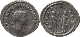 The Roman Empire
Saloninus. Antioch or Samosata mint. Circa 258-260. AR Antoninianus 4.08 g. SALON VALERIANVS NOB CAES, radiate, draped bust right / S...