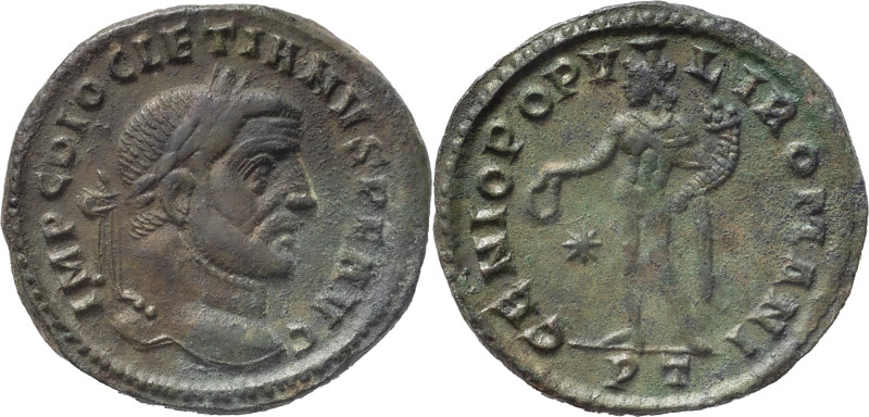 The Roman Empire
Diocletian. Ticinum. Circa 296-297. AE Follis 9.14 g. IMP C DIO...