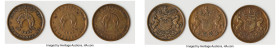 Newfoundland 3-Piece Lot of Uncertified copper "Rutherford - St. John's" 1/2 Penny Tokens 1841 VF, NF-1A1. Plain edge. Coin alignment. An attractive t...