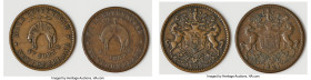 Newfoundland Pair of Uncertified copper "Rutherford - St. John's" 1/2 Penny Tokens 1841 Fine, NF-1B2. Plain edge. Medal alignment. Sold as is, no retu...