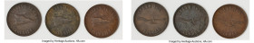 Prince Edward Island 3-Piece Lot of Uncertified "Speed the Plough - Success to the Fisheries" 1/2 Penny Tokens ND (1859) F-VF, 1) 1/2 Penny Token, PE-...