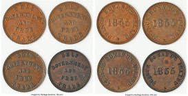 Prince Edward Island 4-Piece Lot of Uncertified "Self Government and Free Trade" 1/2 Penny Tokens 1855 VF, 1) 1/2 Penny Token, PE-7A1. Thick top fives...