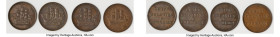 Prince Edward Island 4-Piece Lot of Uncertified "Ships Colonies & Commerce" 1/2 Penny Tokens ND VF, 1) 1/2 Penny Token, PE-10-10A. Top ball not separa...