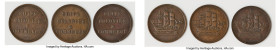 Prince Edward Island 3-Piece Lot of Uncertified "Ships Colonies & Commerce" 1/2 Penny Tokens ND VF, 1) 1/2 Penny Token, PE-10-14. First "E" cut off. 4...