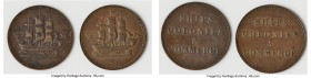 Prince Edward Island Pair of Uncertified "Ships Colonies & Commerce" 1/2 Penny Tokens ND (1835) VF, 1) 1/2 Penny Token, PE-10-23. Border beads not uni...