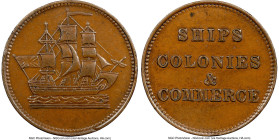 Prince Edward Island "Ships Colonies & Commerce" 1/2 Penny Token ND (1835) AU55 Brown NGC, Br-997, PE-10-39, Lees-39 (R9). Plain edge. Medal alignment...
