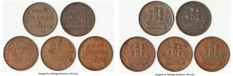 Prince Edward Island 5-Piece Lot of Uncertified "Ships Colonies & Commerce" 1/2 ...