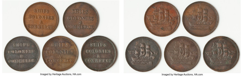 Prince Edward Island 5-Piece Lot of Uncertified "Ships Colonies & Commerce" 1/2 ...