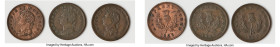 Nova Scotia. George IV 3-Piece Lot of Uncertified "Thistle" 1/2 Penny Tokens 1823 VF, 1) 1/2 Penny Token, NS-1A1. 15 leaves. 2) 1/2 Penny Token, NS-1A...