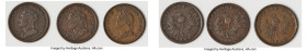 Nova Scotia. George IV 3-Piece Lot of Uncertified "Thistle" 1/2 Penny Tokens 1832 VF, 1) 1/2 Penny Token, NS-1D3. Equal ribbons. Engrailed edge. 2) 1/...