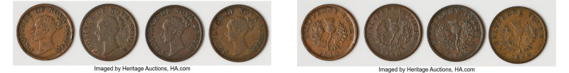Nova Scotia. Victoria 4-Piece Lot of Uncertified "Thistle" 1/2 Penny Tokens 1840...