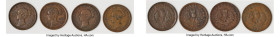 Nova Scotia. Victoria 4-Piece Lot of Uncertified "Thistle" 1/2 Penny Tokens 1843 F-VF, 1) 1/2 Penny Token, NS-1F1. 15 bracts, 10 thorns. 2) 1/2 Penny ...