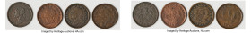 Nova Scotia. George IV 4-Piece Lot of Uncertified "Thistle" Penny Tokens 1832 F-VF, 1) Penny Token, NS-2B1. Bow far from head. 2) Penny Token, NS-2B1....