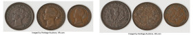 Nova Scotia. Victoria 3-Piece Lot of Uncertified Assorted "Thistle" Issues VF, 1) Penny Token 1840, NS-2C1. 7 fringes of hair. Coin alignment. 2) Penn...