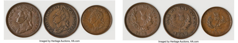 Nova Scotia. George IV 3-Piece Lot of Uncertified Assorted Contemporary Counterf...