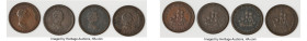Nova Scotia 4-Piece Lot of Uncertified "John Alexander Barry" 1/2 Penny Tokens 1815 F-VF, Includes various types, as pictured. Sold as is, no returns....