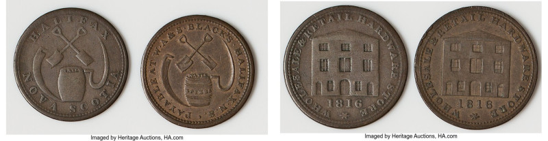 Nova Scotia Pair of Uncertified "Black's - Halifax" 1/2 Penny Tokens 1816, 1) 1/...