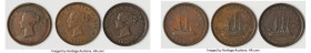 New Brunswick. Victoria 3-Piece Lot of Uncertified Penny Tokens ND VG-F, 1) Penny Token 1843, NB-2A. 2) Penny Token 1854, NB-2B1. Complete ensign. 3) ...