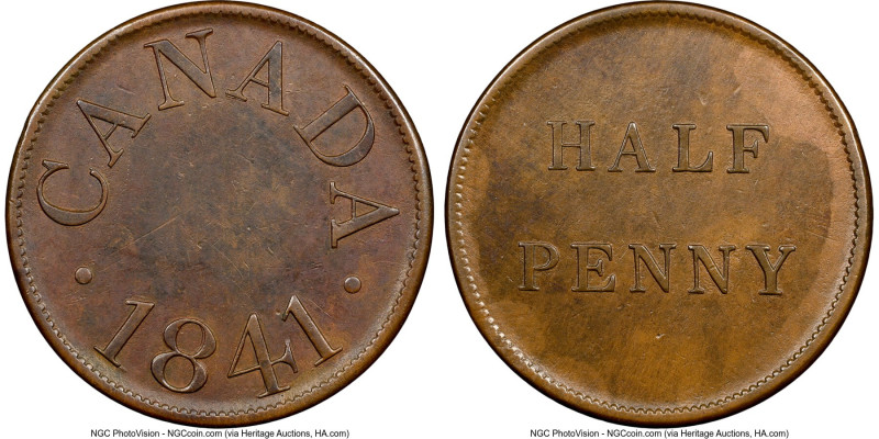 Lower Canada 1/2 Penny Token 1841 AU Details (Reverse Tooled) NGC, LC-13B. Sold ...