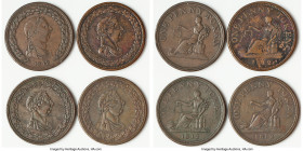 Lower Canada 4-Piece Lot of Uncertified "Thomas Halliday" Penny Tokens 1812 F-XF, Includes various types, as pictured. Sold as is, no returns. Sold fo...