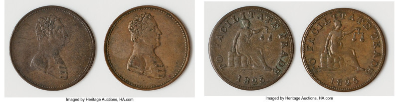 Lower Canada Pair of Uncertified "Salaberry" 1/2 Penny Tokens 1825 VF, 1) "Milit...