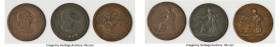 Lower Canada 3-Piece Lot of Uncertified "George III / Seated Justice" Tokens 1820 G-VG, 1) LC-57A1 2) LC-57A1 3) LC-57A2 Sold as is, no returns. Sold ...