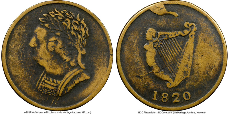 Lower Canada copper "Bust & Harp" 1/2 Penny Token 1820 VF25 NGC, LC-60-5. Forked...