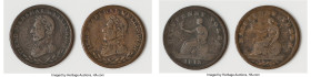 Lower Canada Pair of Uncertified "Field Marshal Wellington" 1/2 Penny Tokens Fine, 1) 1/2 Penny Token 1813, WE-1A1. Engrailed edge. Thin flan. Medal a...
