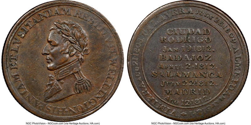 Lower Canada "Wellington - Peninsular" 1/2 Penny Token AU53 Brown NGC, WE-11B1. ...