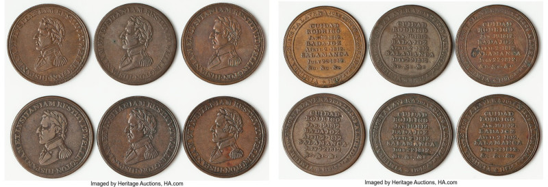 Lower Canada 6-Piece Lot of Uncertified "Wellington" 1/2 Penny Peninsular Tokens...