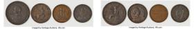 Lower Canada 4-Piece Lot of Uncertified Assorted "Wellington" Tokens ND F-VF, 1) "Waterloo - Illustrious Wellington" 1/2 Penny Token 1816, WE10A1. Ten...