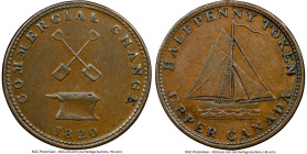 Upper Canada "Commercial Change" 1/2 Penny 1820 XF45 Brown NGC, Br-727, UC-9A3. Reeded edge. Coin alignment. Bowsprit points between "D" and "A," wide...