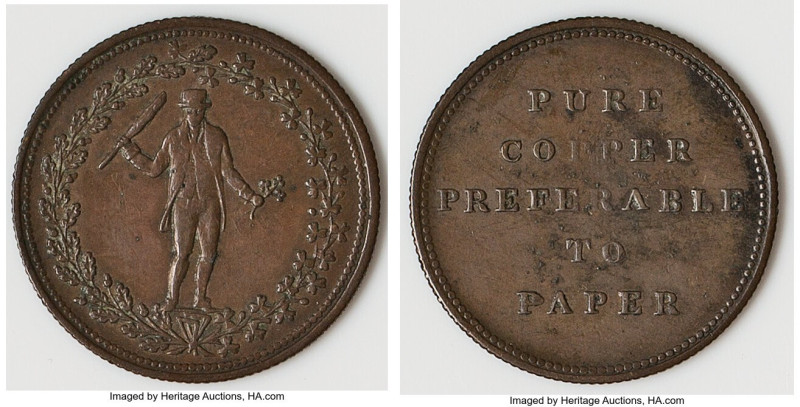 Lower Canada "Pure Copper Preferable to Paper" 1/2 Penny Token ND VF, AM-4. Reed...